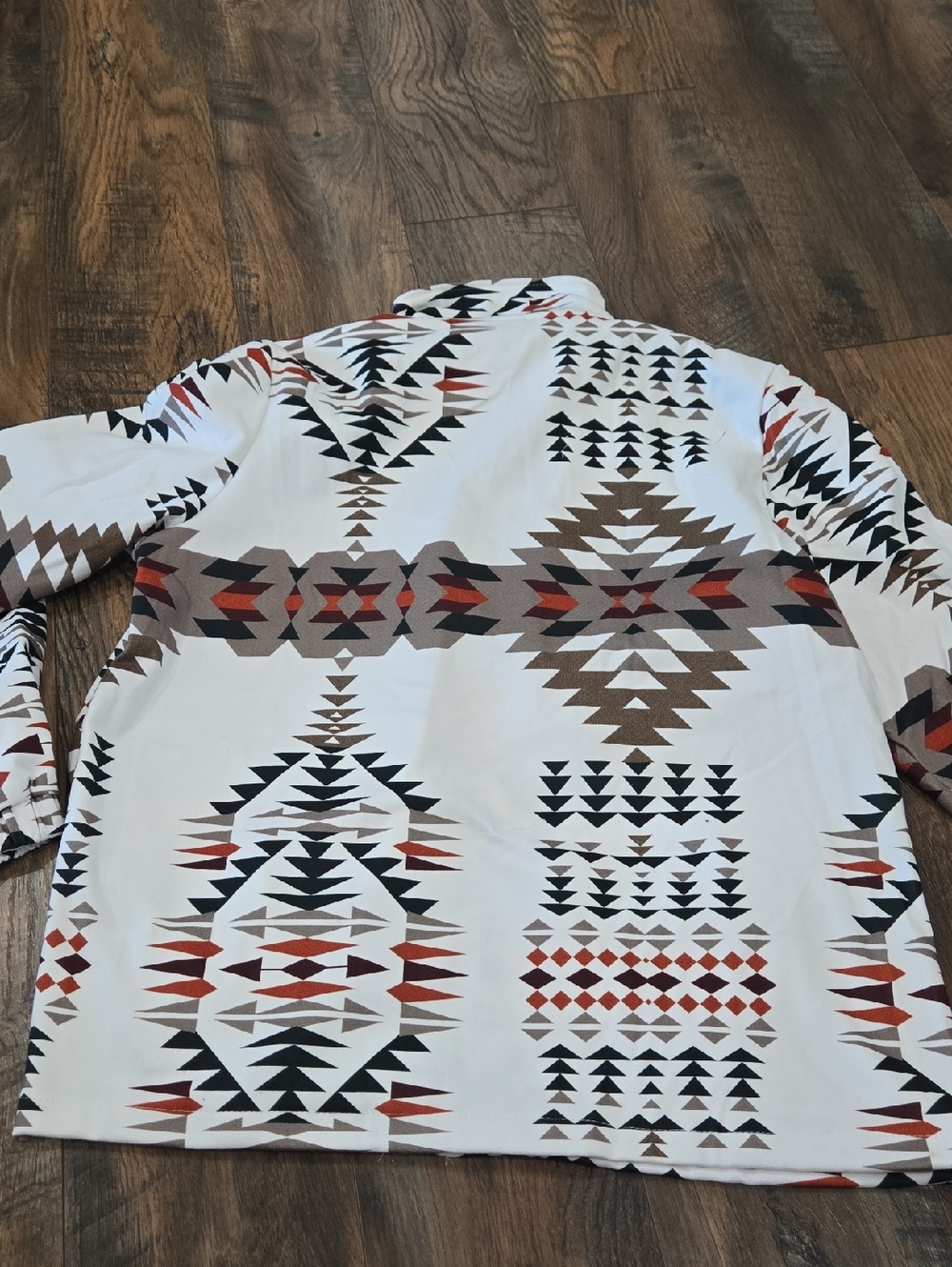 White Aztec Print Zip-Up Jacket - Picture 5 of 7